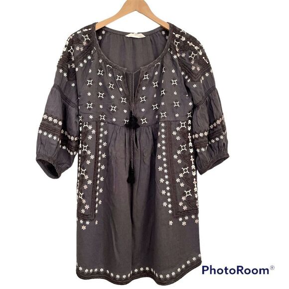 Odd Molly Mini Dress, Grey with Embroidery. - Picture 1 of 5